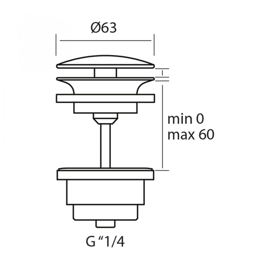 CISAL Донный клапан up-down без перелива нержавеющая сталь ZA001612D1 - Изображение 3