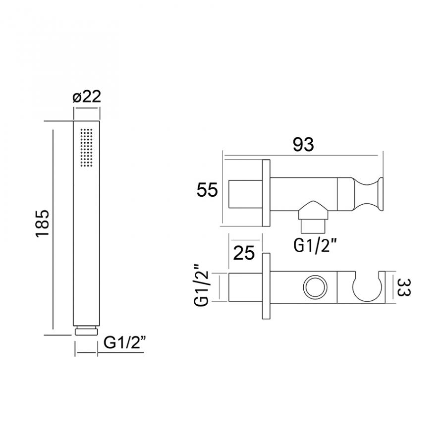 CISAL Ручной душ с подводом и держателем Хром, DS018300D1 - Изображение 2