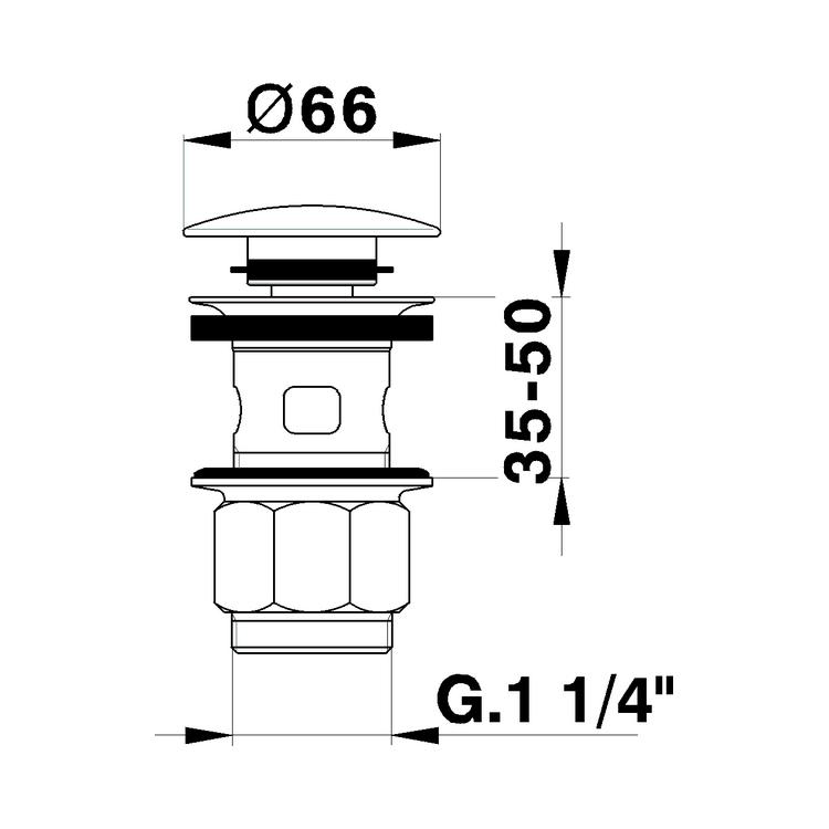 CISAL Донный клапан 1'1/4 для раковин хром ZA00162021 - Изображение 2