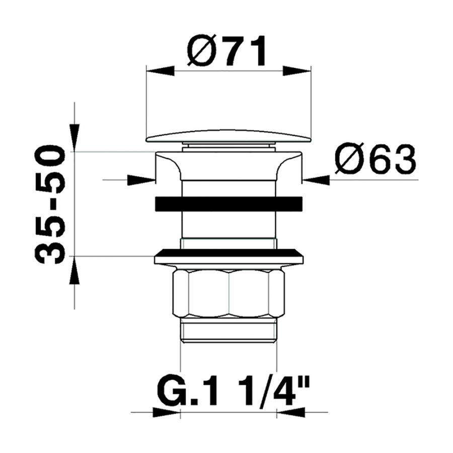 CISAL Донный клапан 1'1/4 для раковин черный матовый ZA00161040 - Изображение 2