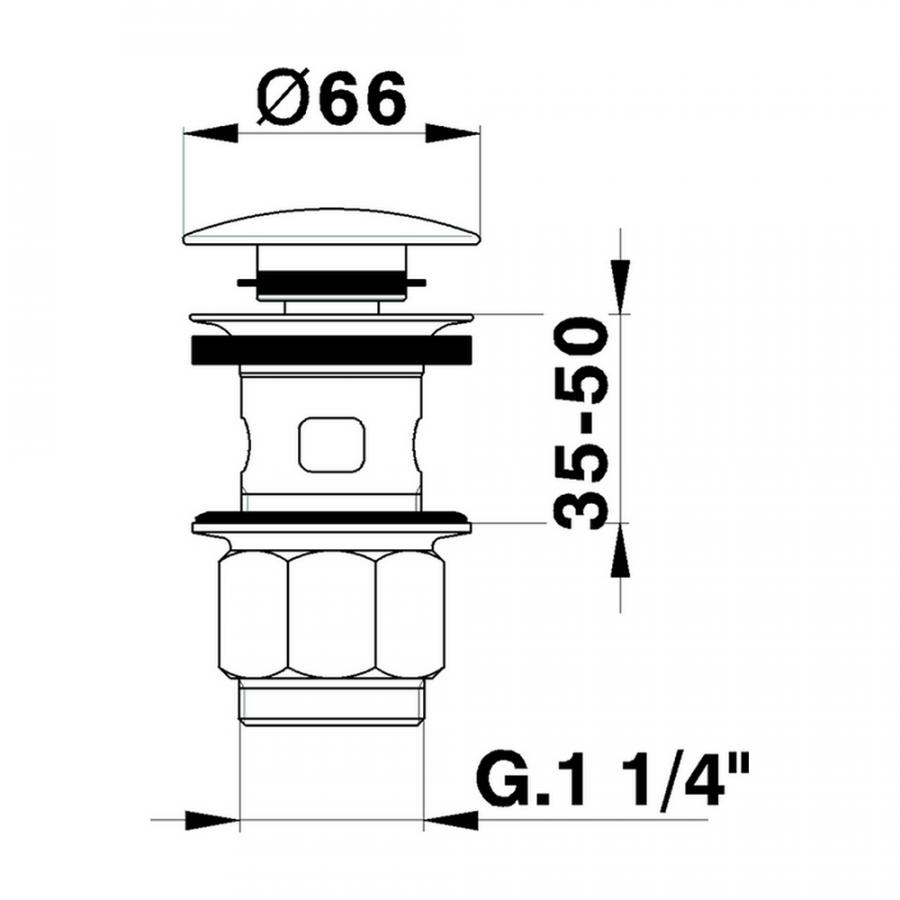 CISAL Донный клапан 1'1/4 для раковин черный глянцевый ZA00162039 - Изображение 2