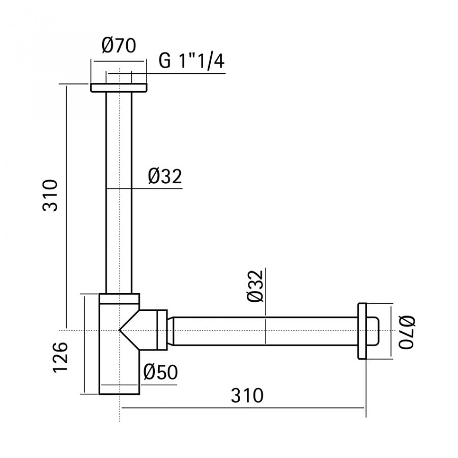 CISAL Сифон 1'1/4 для раковины нержавеющая сталь ZA004130D1 - Изображение 2