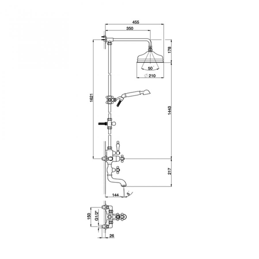 CISAL Термостатический смеситель для ванны/душа с душевым комплектом и верхним душем