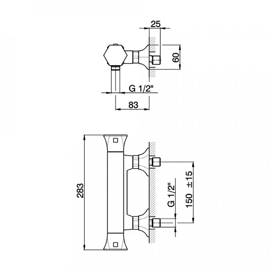 CISAL Cherie Смеситель термостатический настенный для душа Хром, CET0101021 - Изображение 2