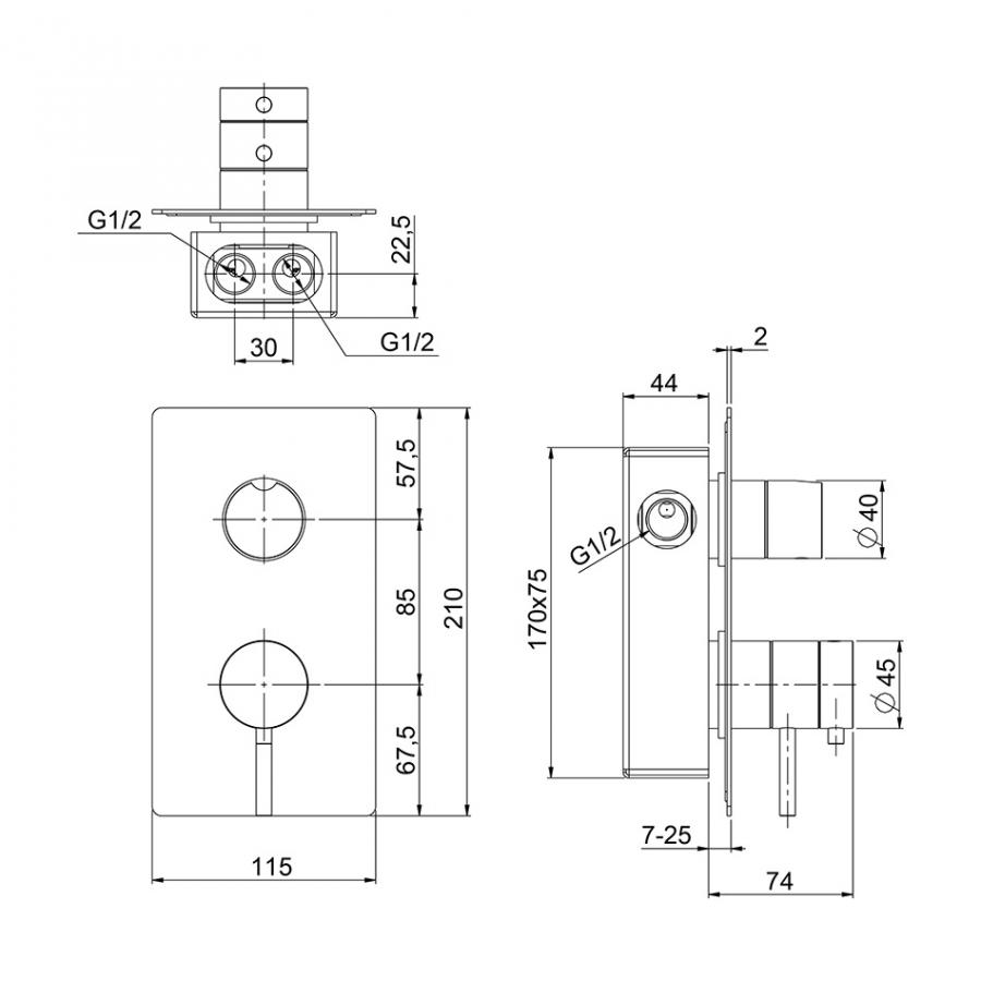 CISAL Xion Термостат с переключателем на 2 положения нержавеющая сталь XI008104D1 - Изображение 2