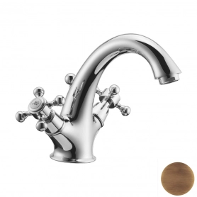 Смеситель двухвентильный для раковины на 1 отверстие с донным клапаном