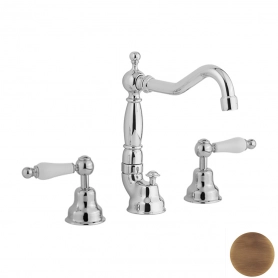 Смеситель для раковины на 3 отверстия с донным клапаном