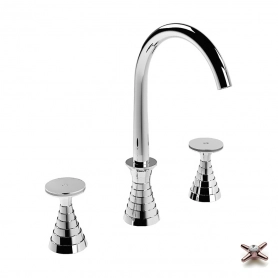 Смеситель для раковины на 3 отверстия с донным клапаном