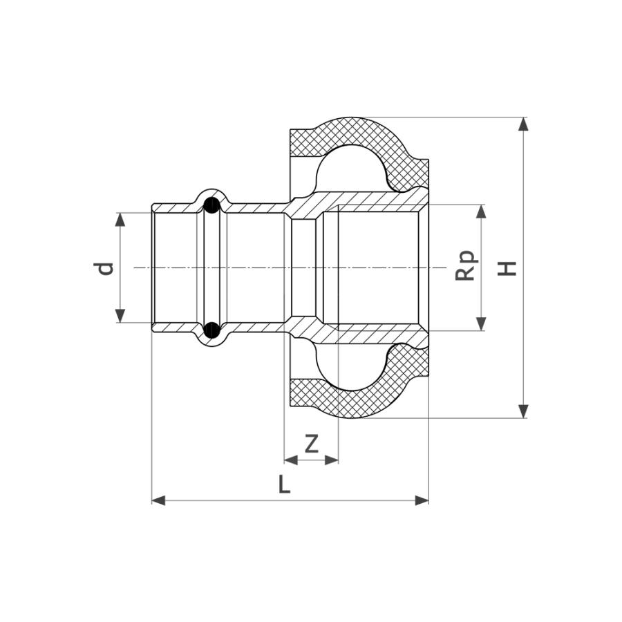 VIEGA Соединительный элемент Sanpress Модель 2212.4 Ø 18/½, 335021 - Изображение 3