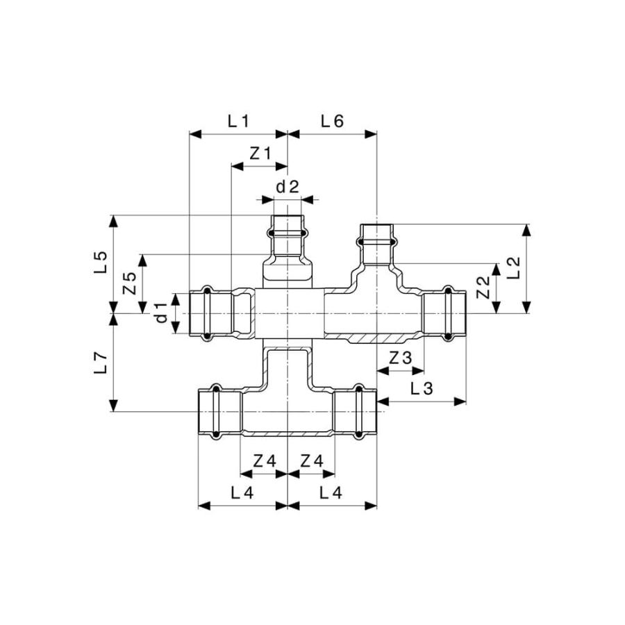 VIEGA Одноплоскостной обводной элемент Sanpress Модель 2249.3 Ø 15/15, 493325 - Изображение 3