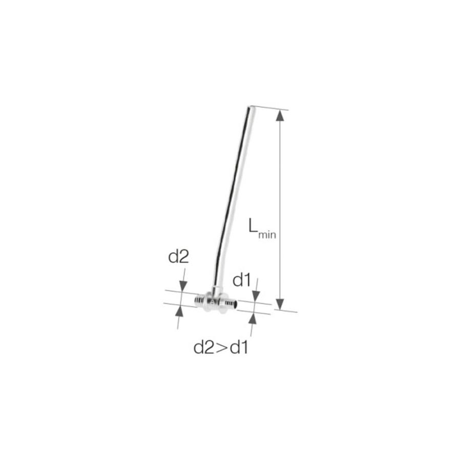 KAN-therm Тройник латунный Push с трубкой Cu Ø15, никелированный, Lmin = 300 мм, редукционный 1109261076