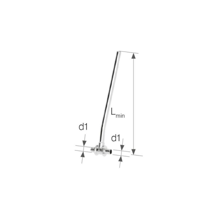 KAN-therm Тройник латунный Push с трубкой Cu Ø15, никелированный, Lmin = 750 мм 1109261056