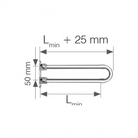 Отвод латунный Push, спаренный, с трубкой Cu Ø15 с кронштейном - элемент никелированный