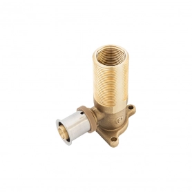 Отвод фиксируемый press латунный с ушками, удлиненный для монтажа в каркасных перегородках