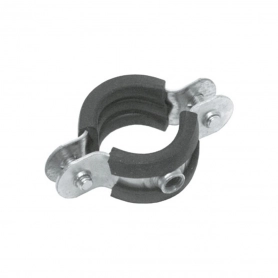 Хомут одиночный с резиновым вкладышем - двухстороннее соединение винтами с метрической резьбой