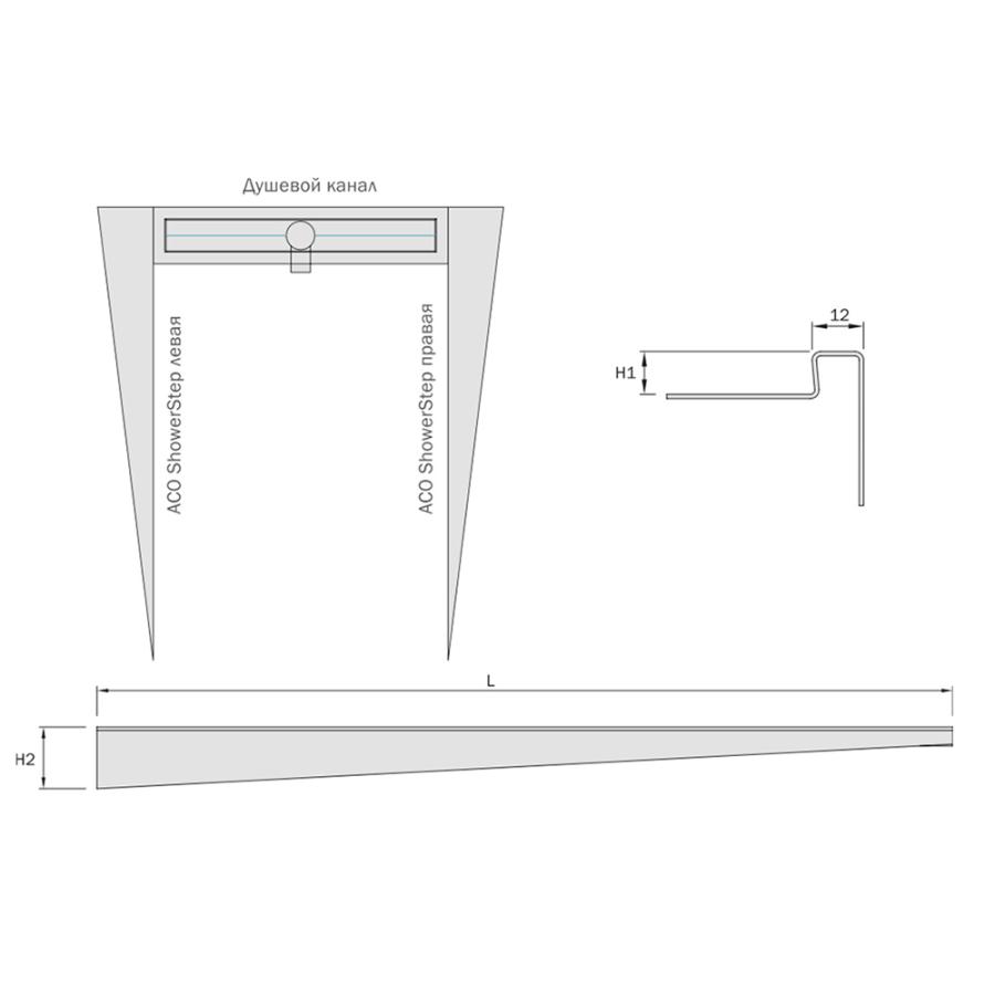 Aco Переходная панель ACO ShowerStep, глянцевая, левая 990 мм, 9010.72.57 - Изображение 4